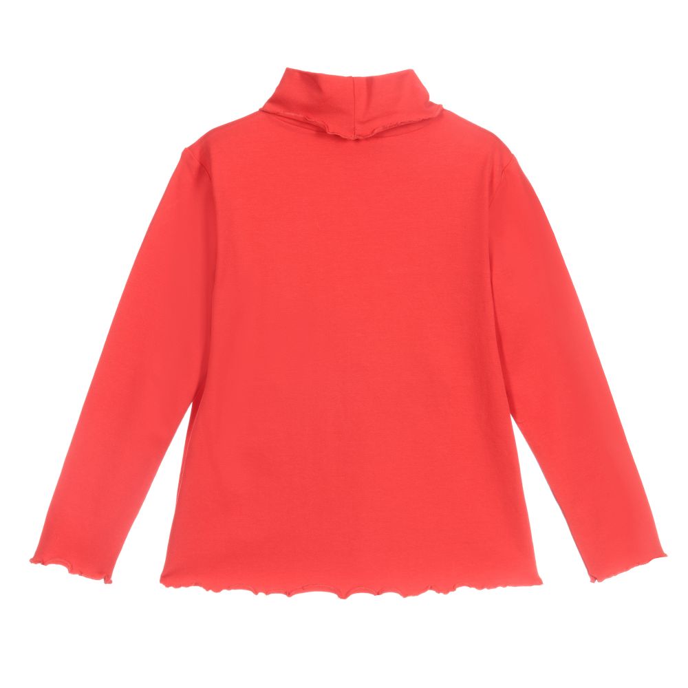 Sarah Louise-Girls Red Cotton Roll Neck Top | Childrensalon Outlet