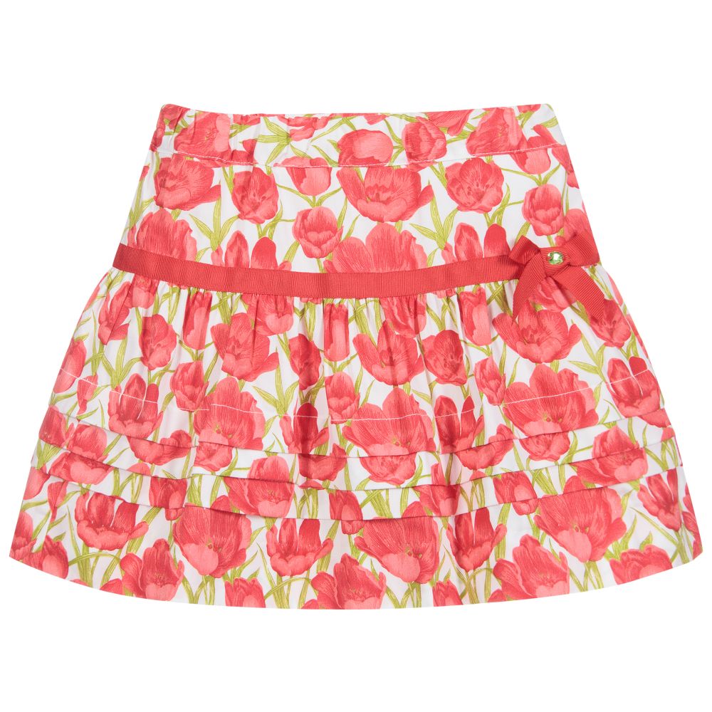 Sarah Louise - Girls Red Cotton Skirt | Childrensalon