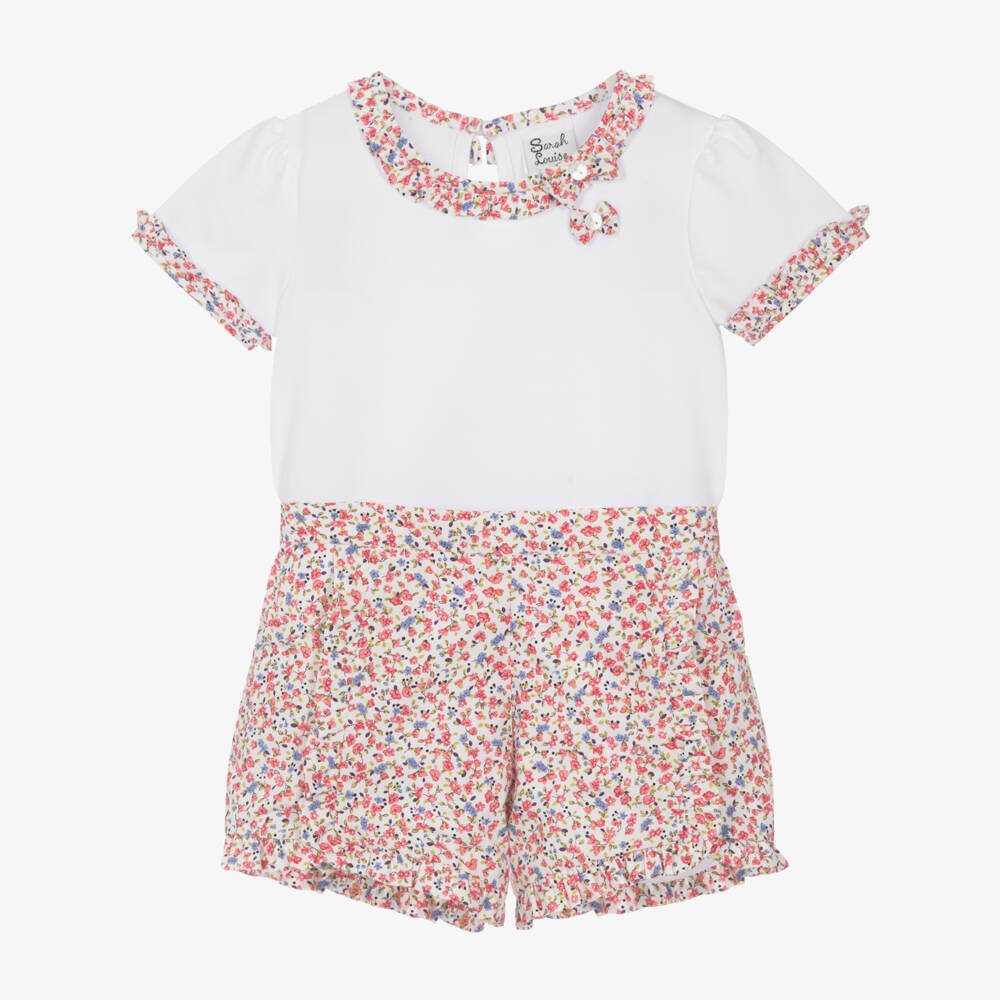 Sarah Louise-Girls Red Floral Cotton Ensemble | Childrensalon Outlet