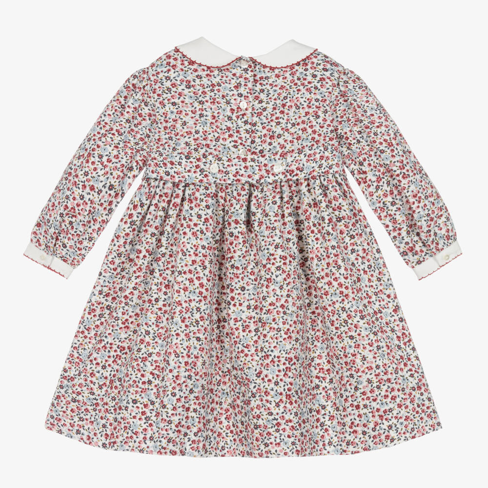 Sarah Louise-Girls Red Floral Hand-Smocked Dress | Childrensalon Outlet