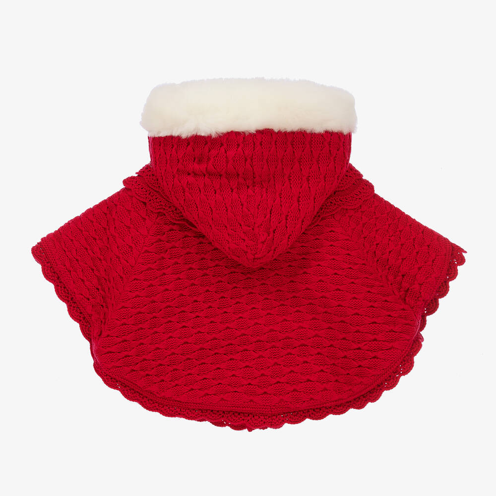 Sarah Louise-Girls Red Knitted Cape | Childrensalon Outlet