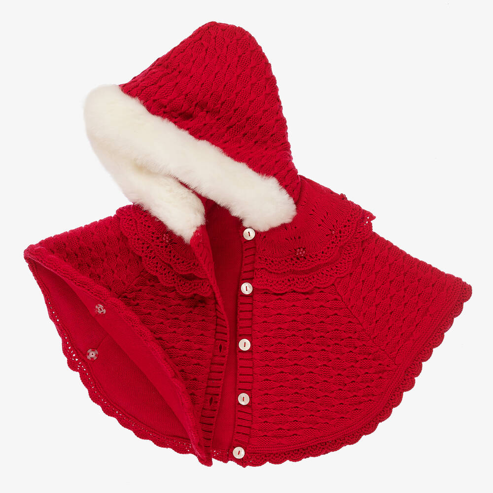 Sarah Louise-Girls Red Knitted Cape | Childrensalon Outlet