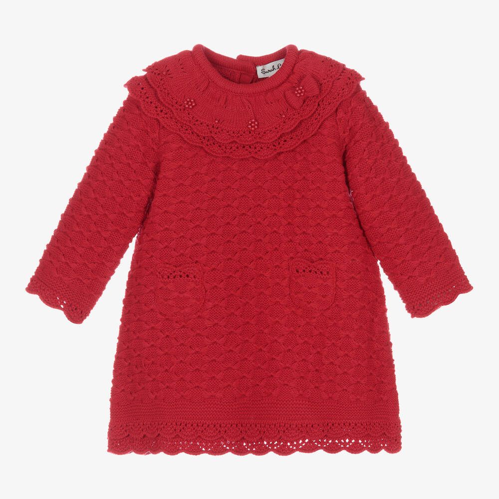 Sarah Louise - Robe rouge en maille fille | Childrensalon