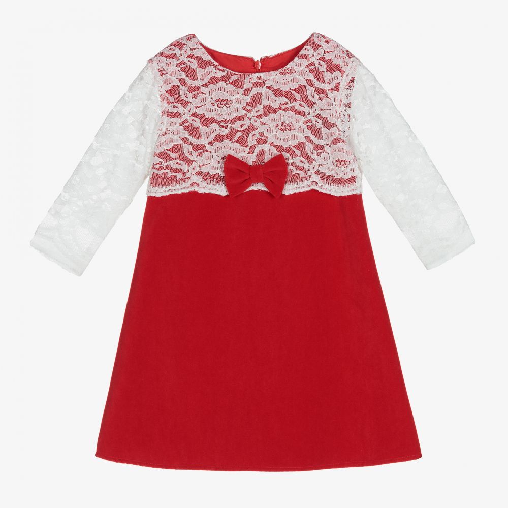 Sarah Louise - Girls Red Velvet Dress | Childrensalon