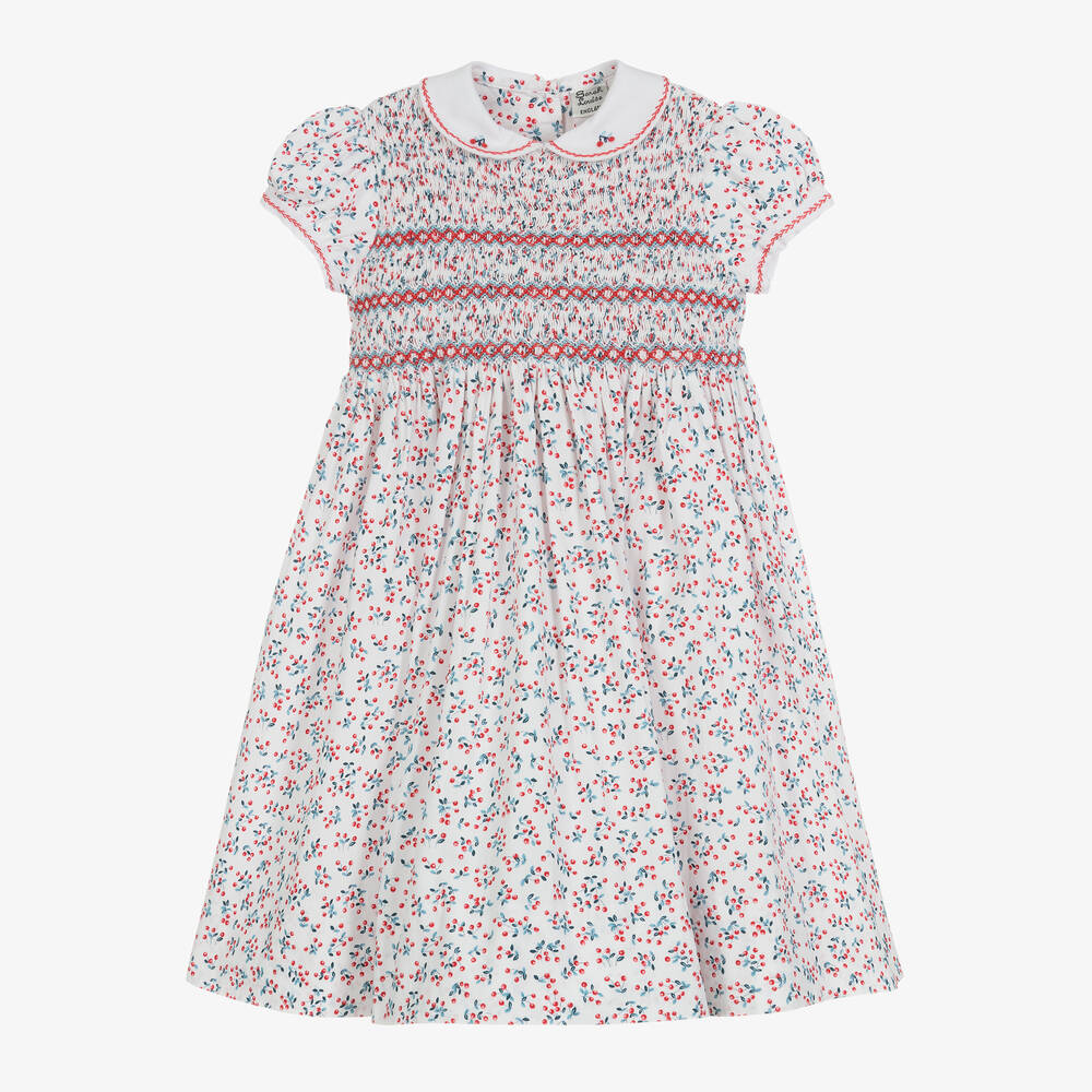 Sarah Louise - Красно-белое платье со сборками и ягодками | Childrensalon