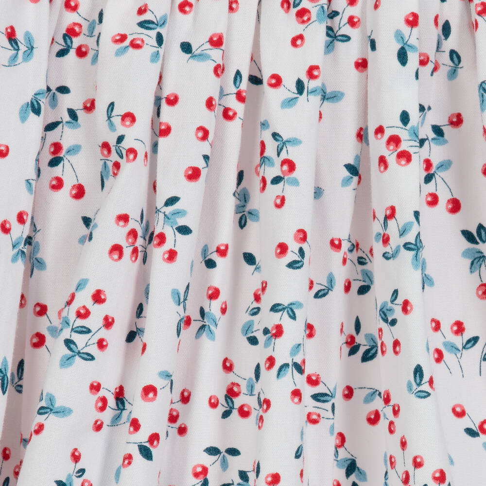 Sarah Louise-فستان مطرز سموكينغ مزيج قطن لون أحمر وأبيض | Childrensalon Outlet