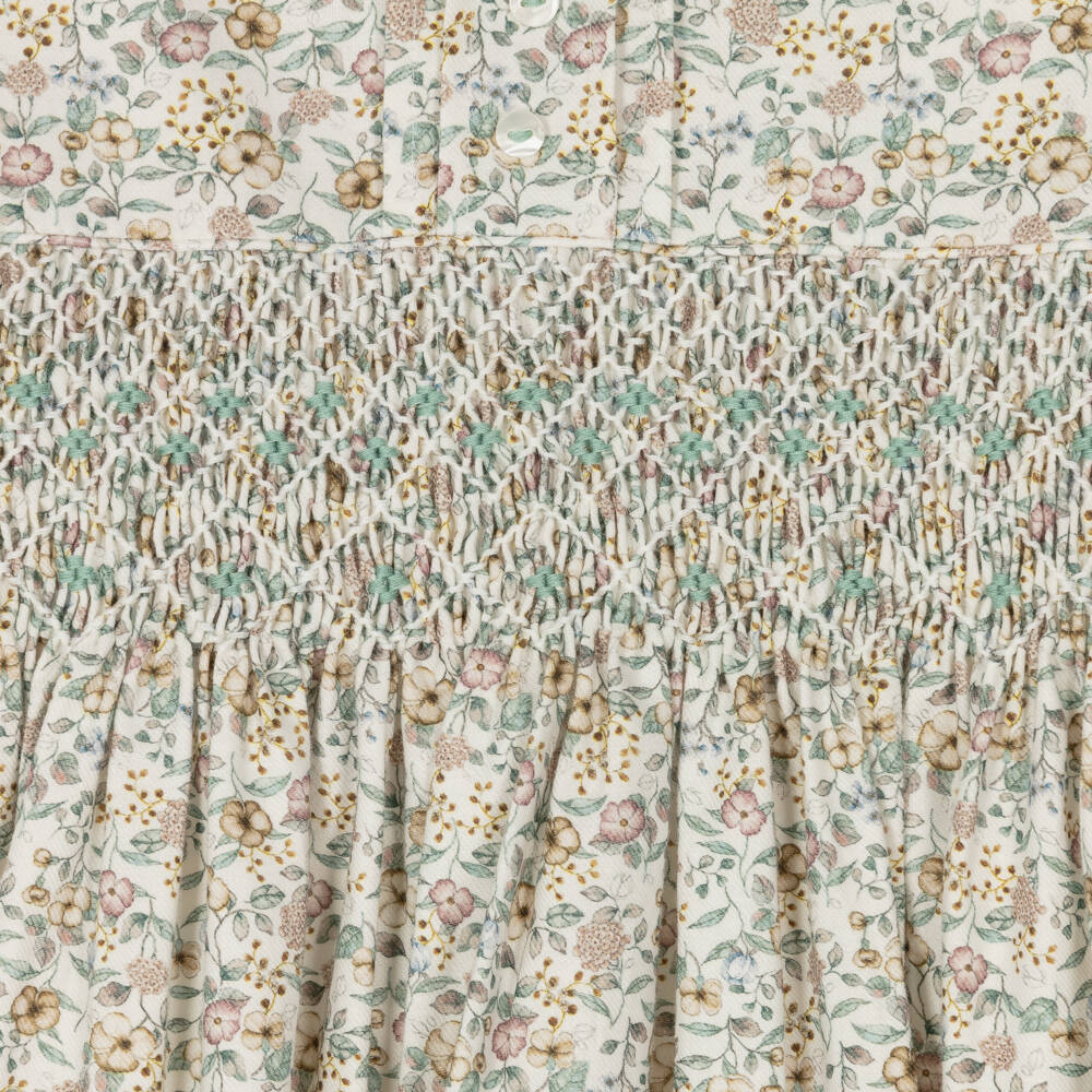 Sarah Louise-Girls Sage Floral Smocked Dress | Childrensalon Outlet