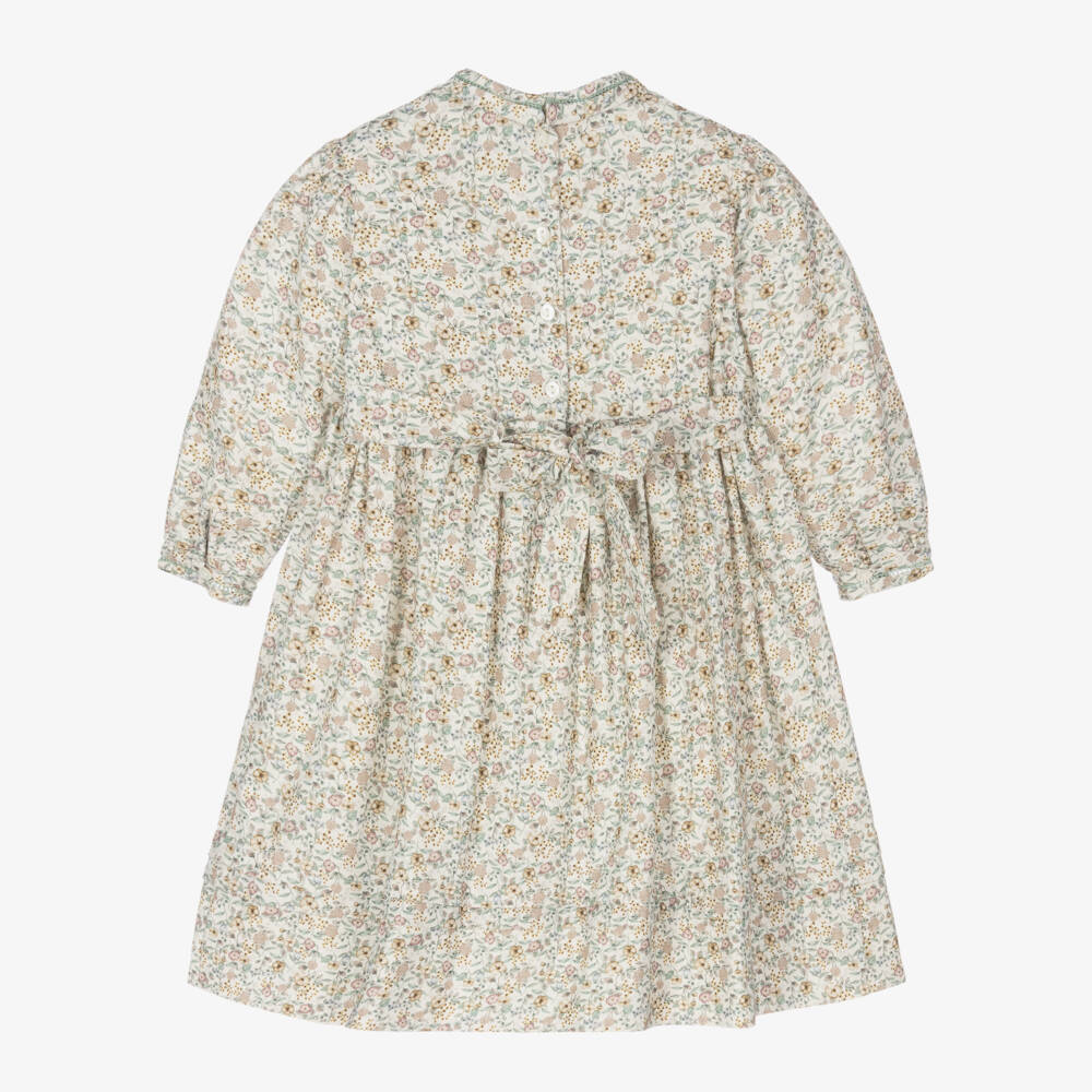 Sarah Louise-Girls Sage Floral Smocked Dress | Childrensalon Outlet