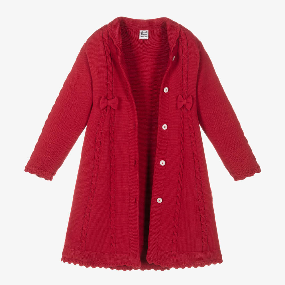 Sarah Louise-Girls Scarlet Knit Bow Coat | Childrensalon Outlet