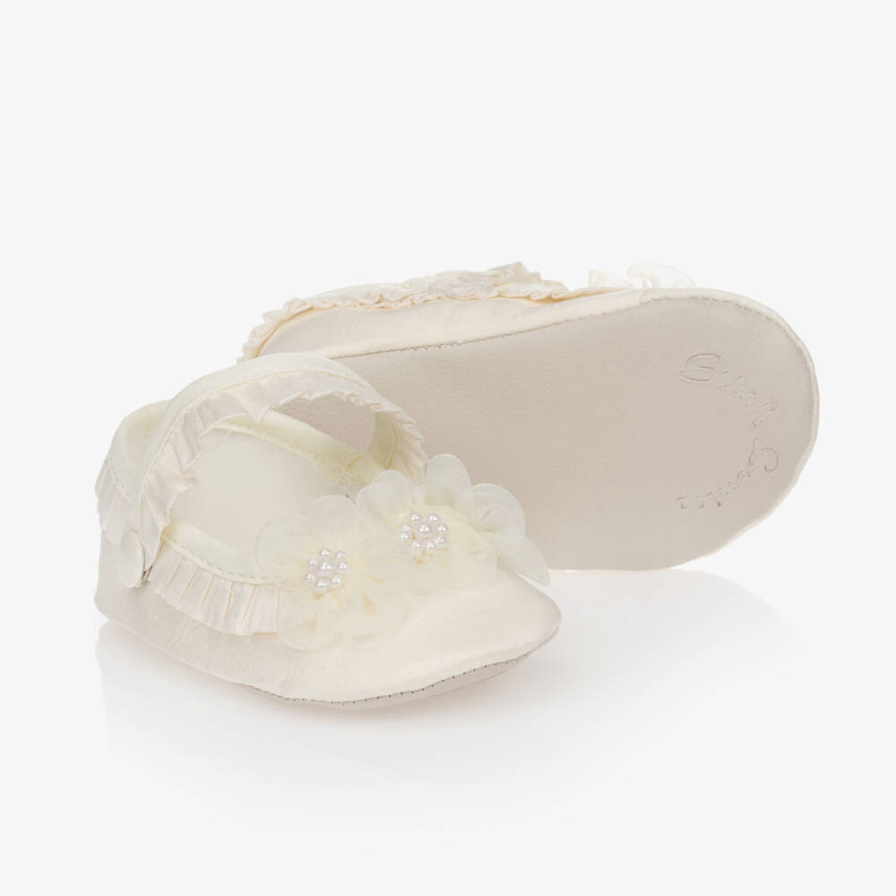 Sarah Louise-Шелковые кремовые пинетки для девочек | Childrensalon Outlet