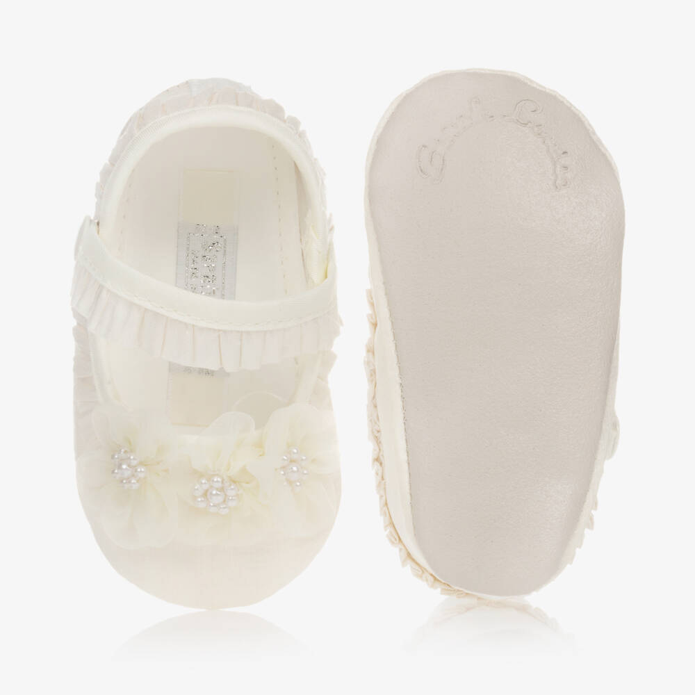 Sarah Louise-Girls Silky Ivory Pre-Walkers | Childrensalon Outlet