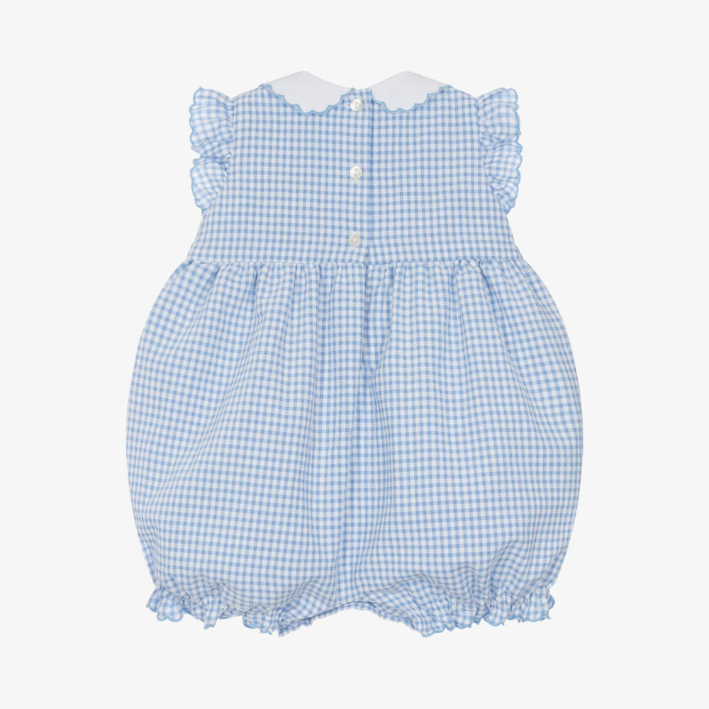 Sarah Louise-Girls Soft Blue Gingham Romper | Childrensalon Outlet