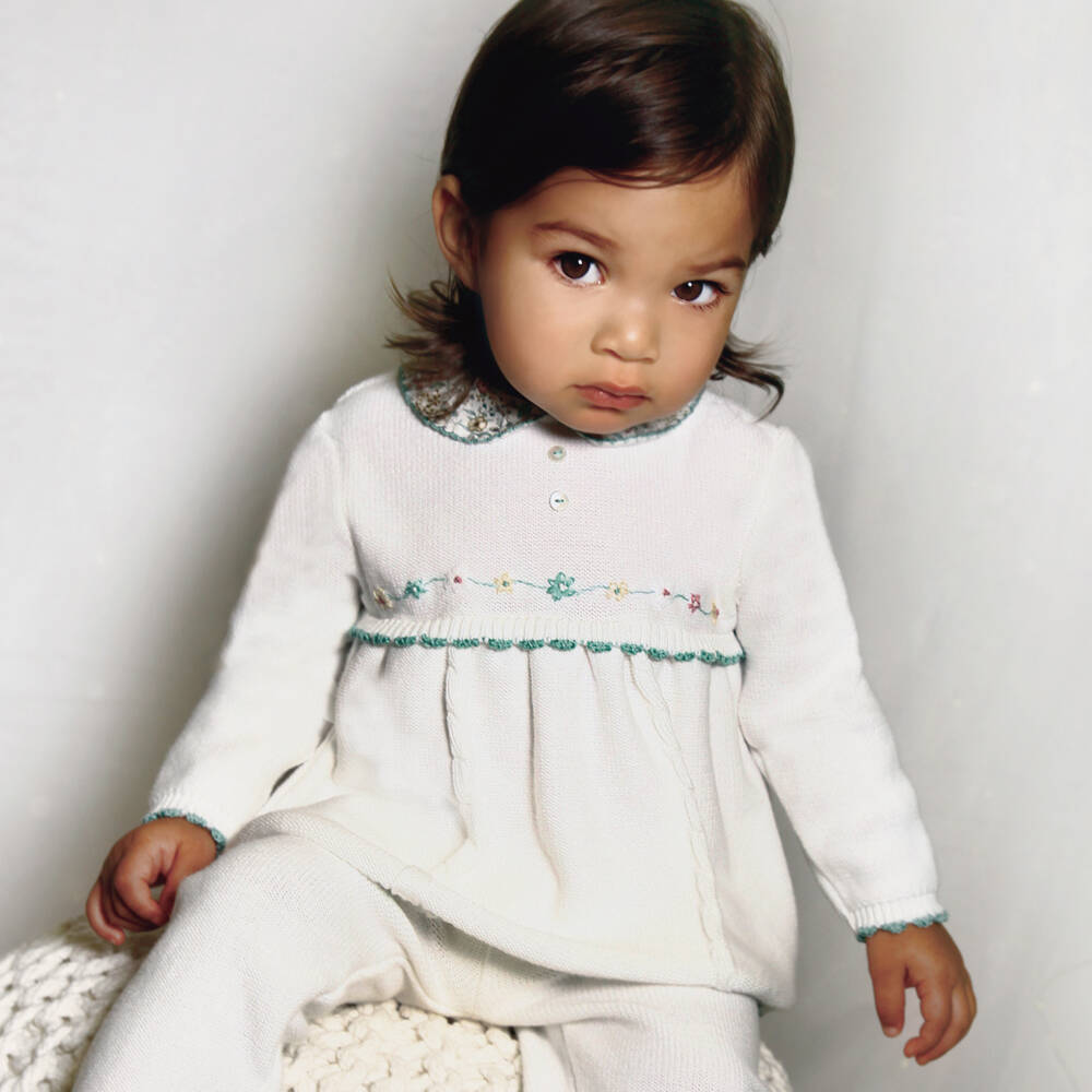 Sarah Louise-Girls Soft Ivory Knit Outfit Set | Childrensalon Outlet