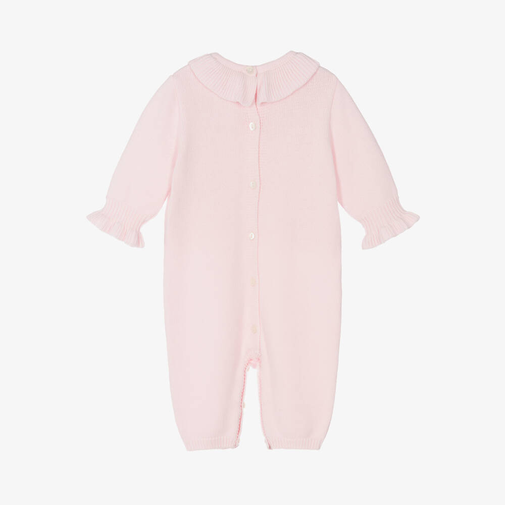 Sarah Louise-Girls Soft Pink Knit Babygrow | Childrensalon Outlet