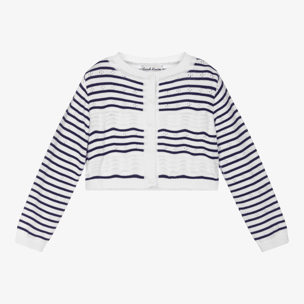 Sarah Louise - Girls Striped Cotton Cardigan | Childrensalon