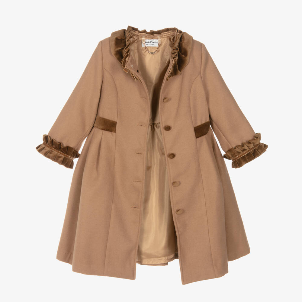 Sarah Louise-Girls Tan Felted Coat & Hat Set | Childrensalon Outlet