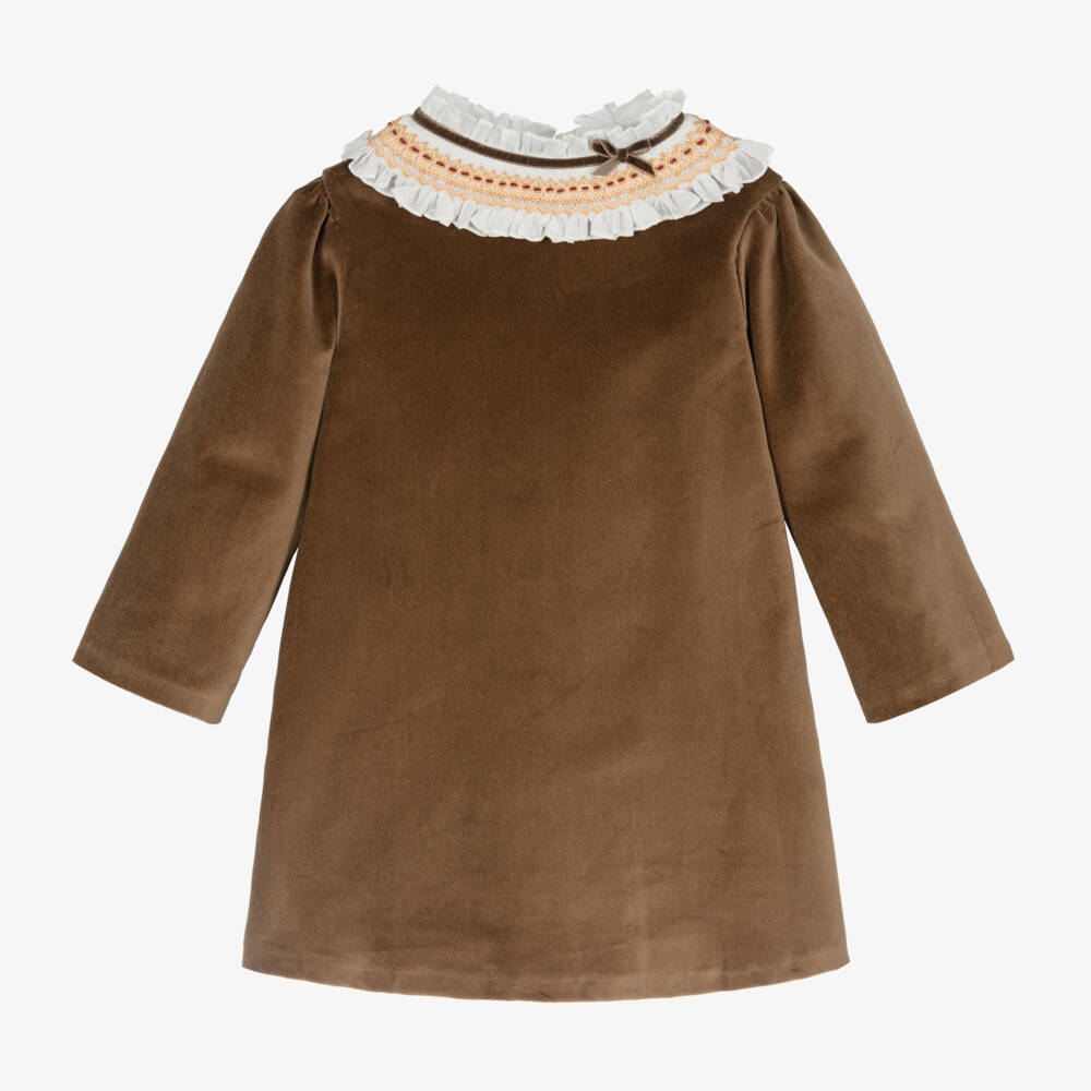 Sarah Louise-Girls Velvet Dress with Smocked Collar | Childrensalon Outlet
