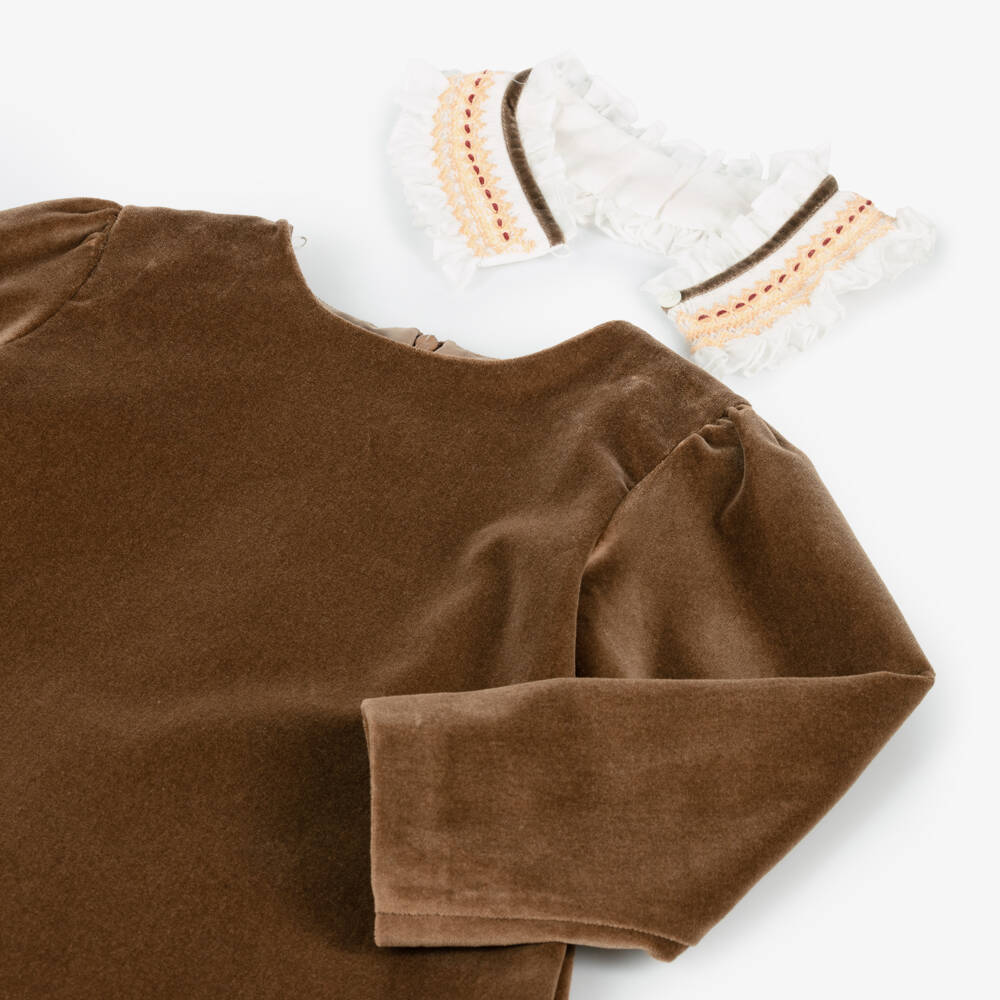 Sarah Louise-Girls Velvet Dress with Smocked Collar | Childrensalon Outlet