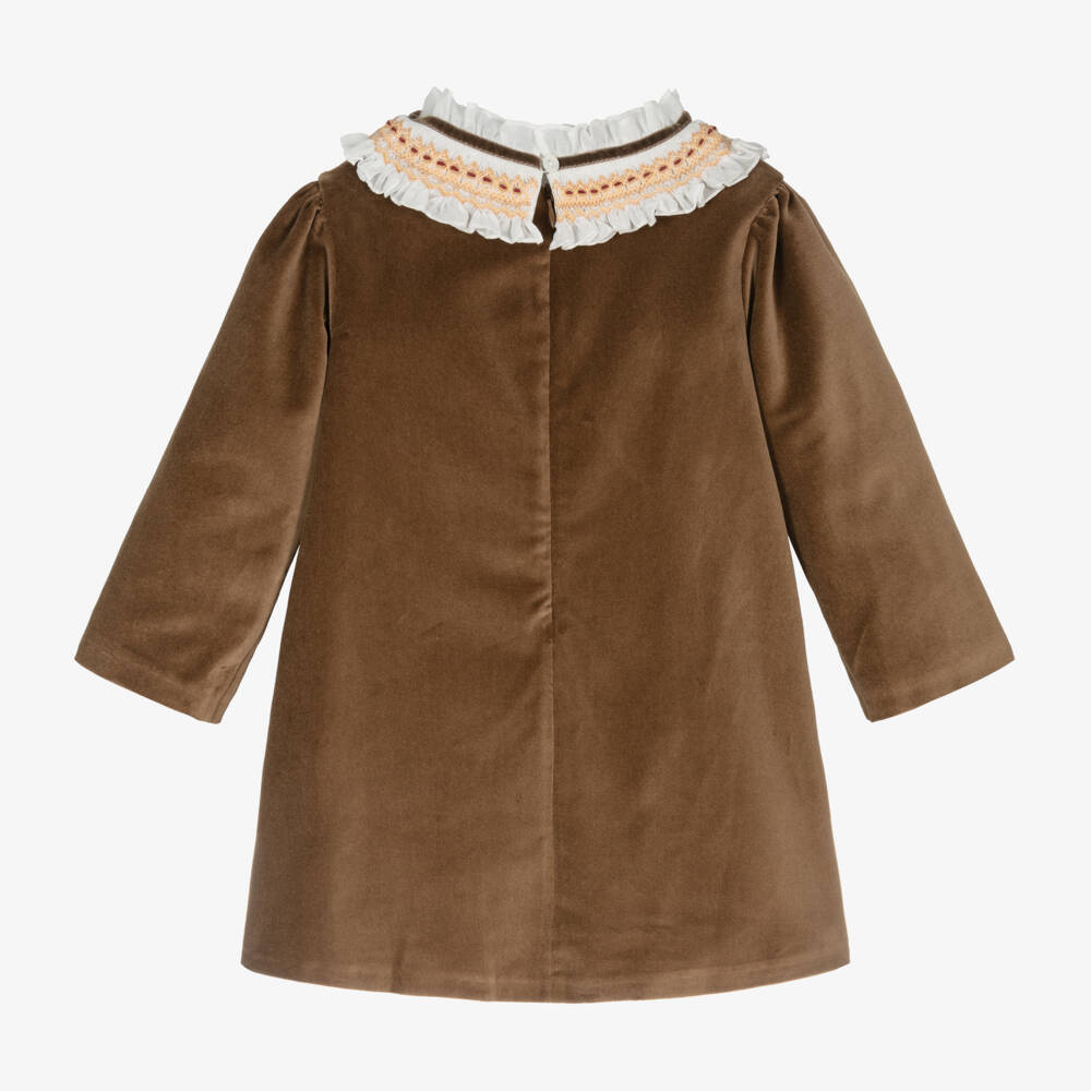 Sarah Louise-Girls Velvet Dress with Smocked Collar | Childrensalon Outlet