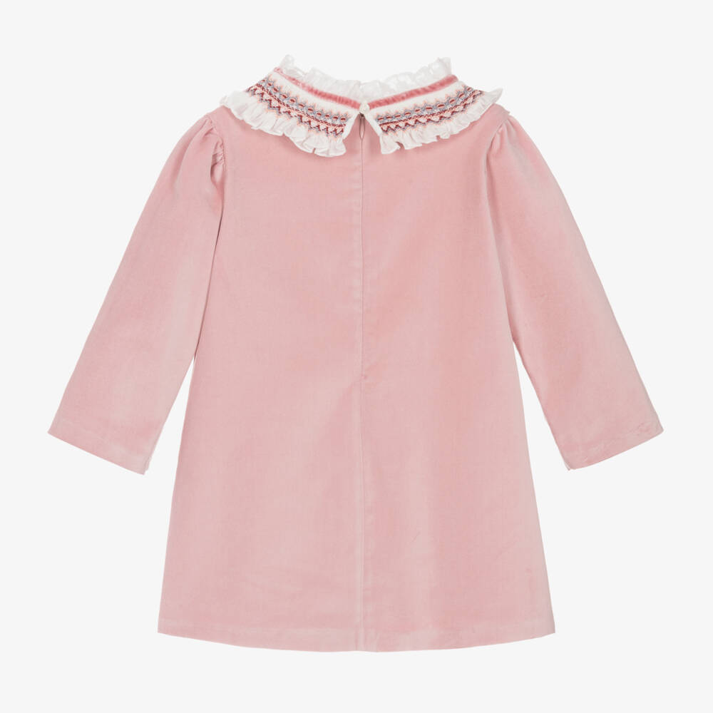 Sarah Louise-Girls Velvet Smocked Pink Dress | Childrensalon Outlet