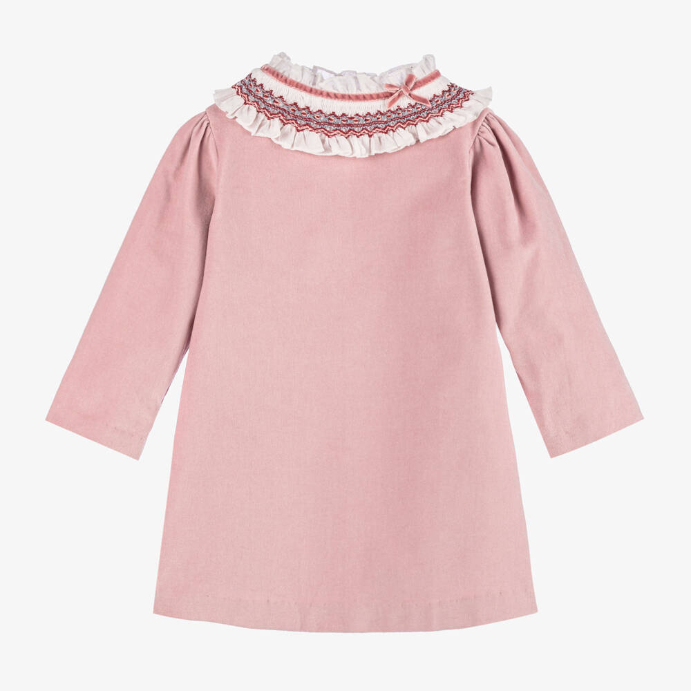 Sarah Louise-Girls Velvet Smocked Pink Dress | Childrensalon Outlet