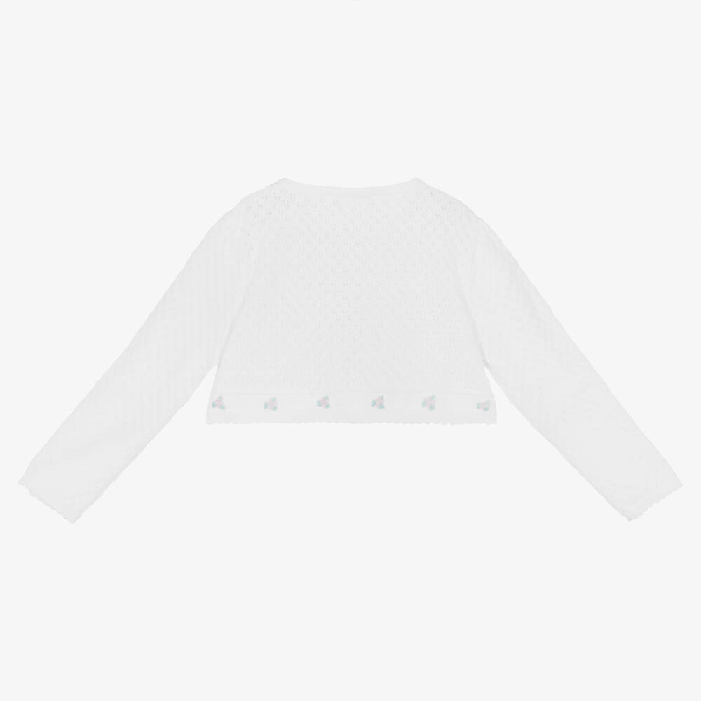 Sarah Louise Girls White Cotton Bolero Cardigan Childrensalon
