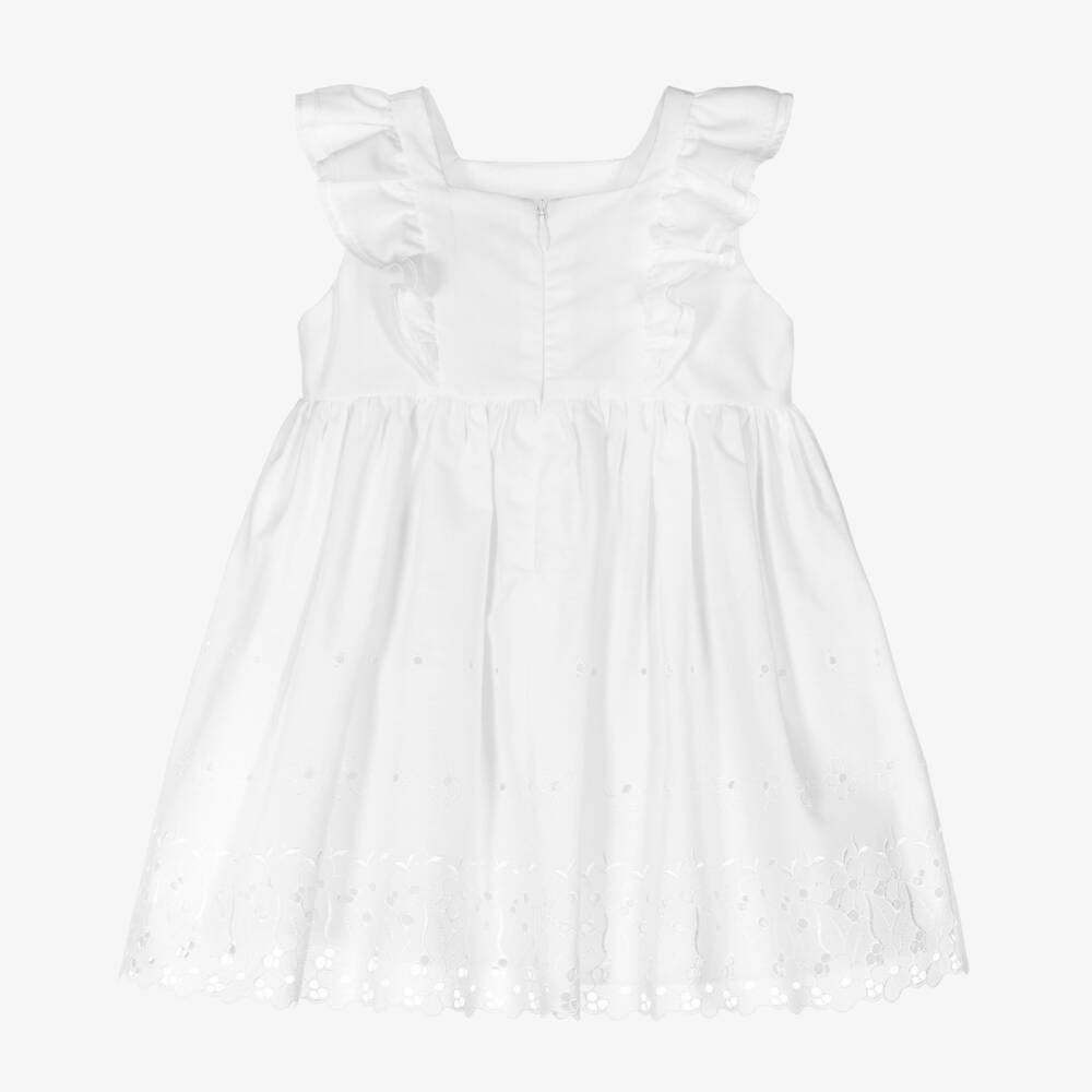 Sarah Louise-Girls White Cotton Dress | Childrensalon Outlet