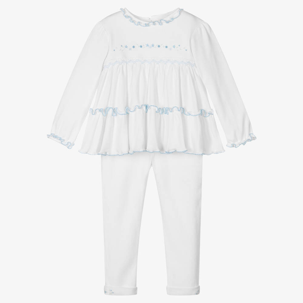 Sarah Louise-Girls White Cotton Legging Set | Childrensalon Outlet