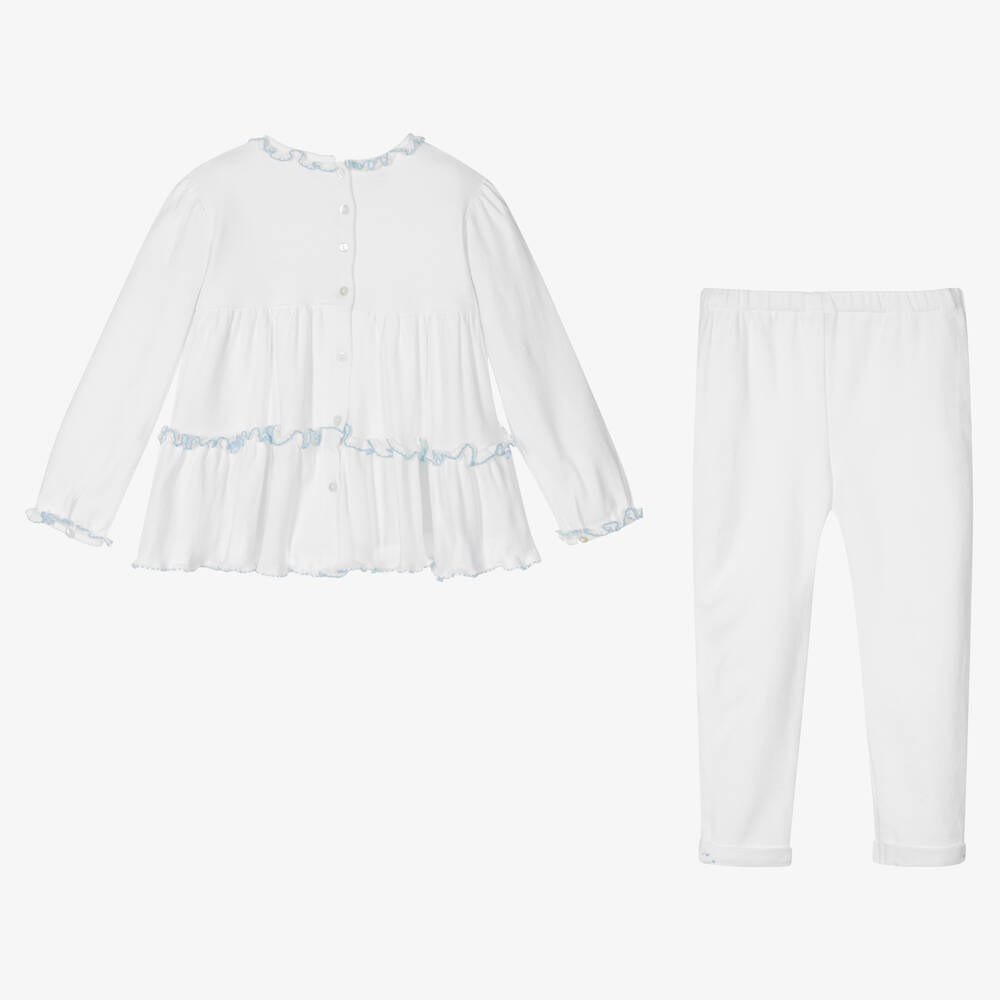 Sarah Louise-Girls White Cotton Legging Set | Childrensalon Outlet