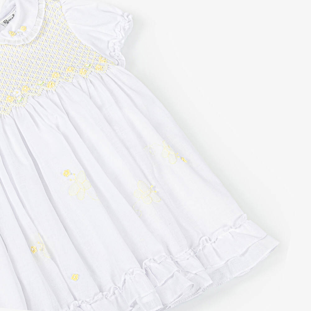 Sarah Louise-Girls White Embroidered Cotton Dress | Childrensalon Outlet