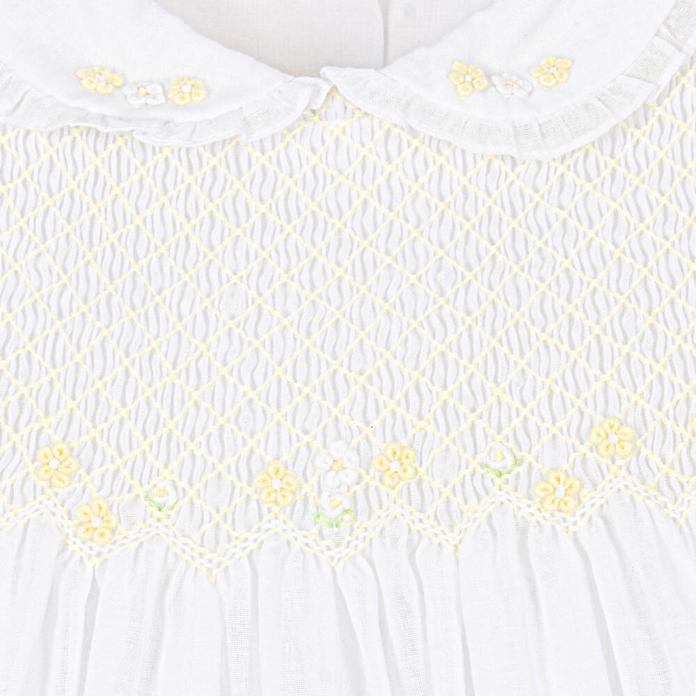 Sarah Louise-Girls White Embroidered Cotton Dress | Childrensalon Outlet