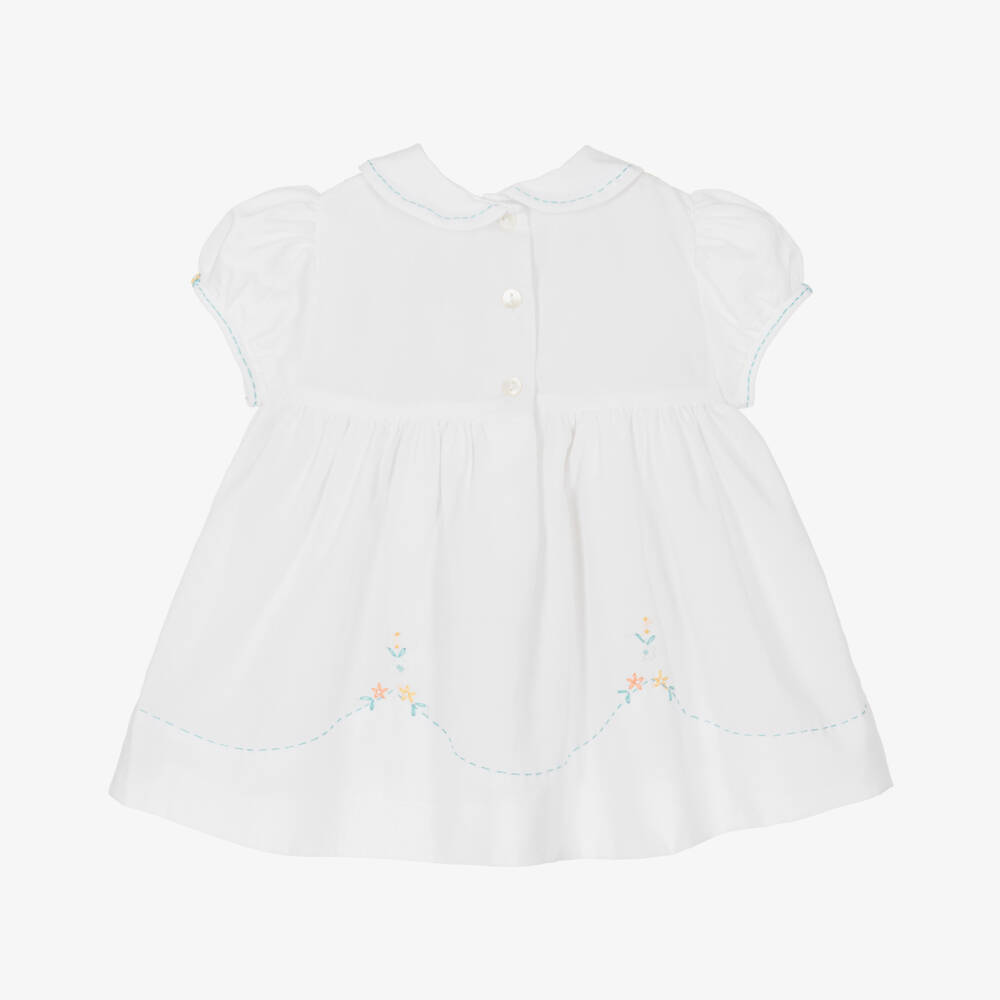 Sarah Louise-Girls White Floral Embroidered Dress | Childrensalon Outlet
