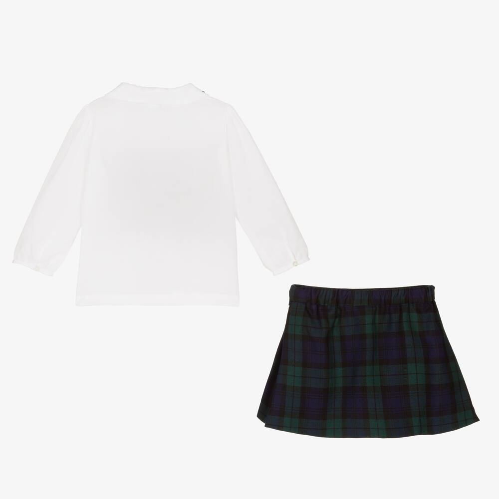 Sarah Louise-Girls White & Green Skirt Set | Childrensalon Outlet