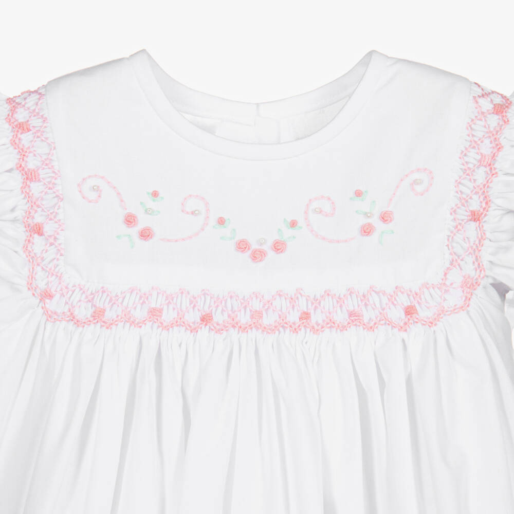 Sarah Louise-Белое платье с вышивкой и сборками для девочек | Childrensalon Outlet