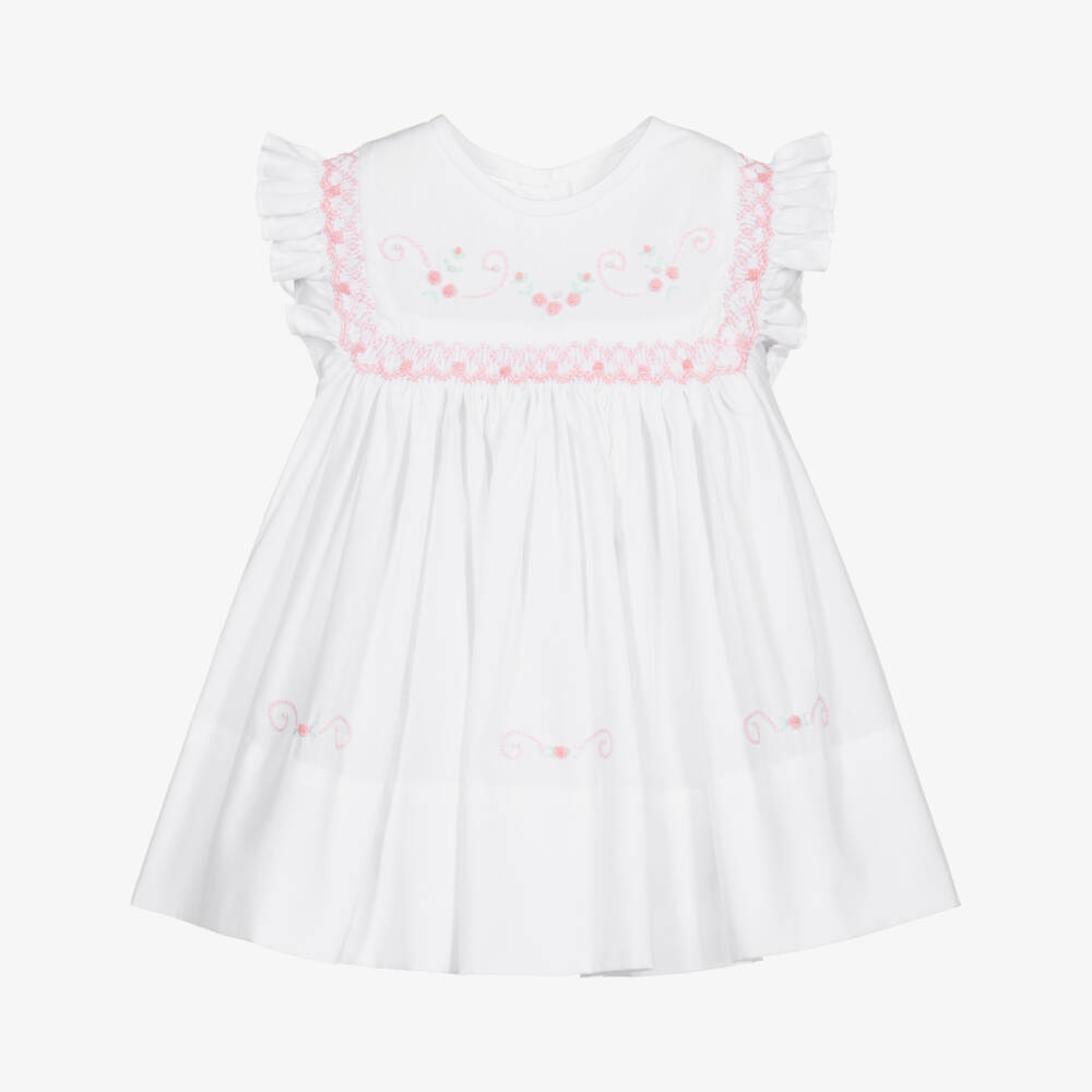 Sarah Louise-Белое платье с вышивкой и сборками для девочек | Childrensalon Outlet
