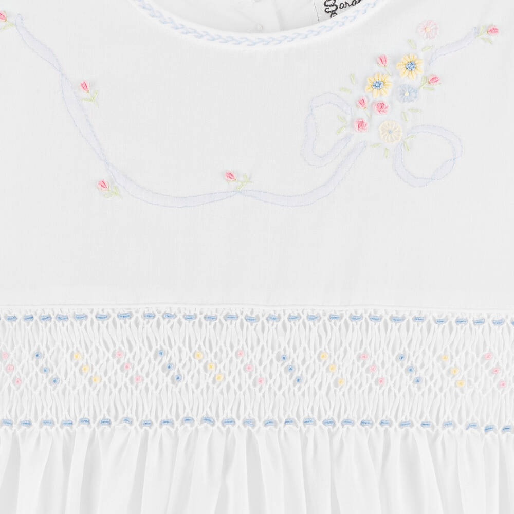 Sarah Louise-Girls White Hand-Smocked Dress | Childrensalon Outlet