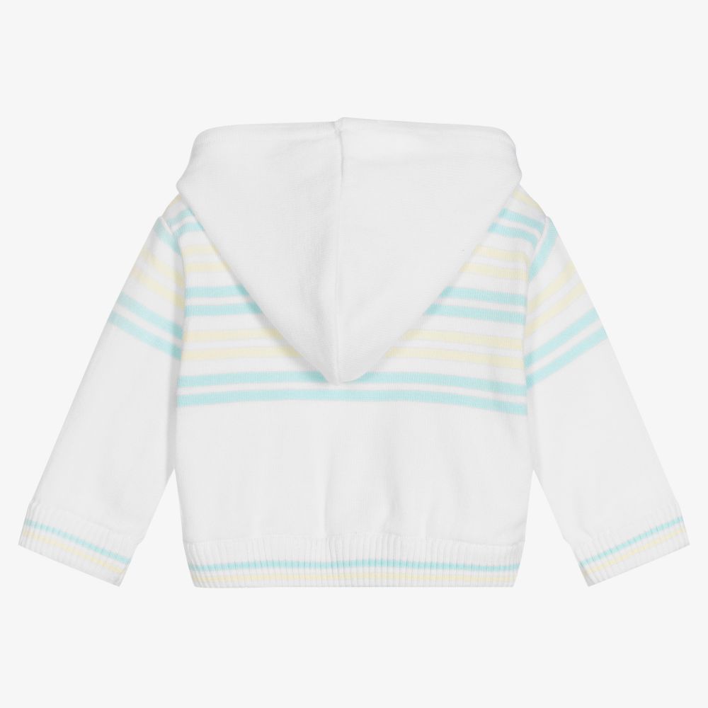 Sarah Louise-Girls White Knitted Zip-Up Top | Childrensalon Outlet