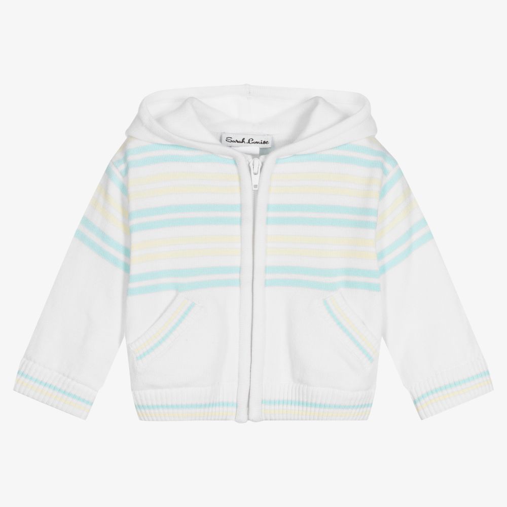 Sarah Louise-Girls White Knitted Zip-Up Top | Childrensalon Outlet