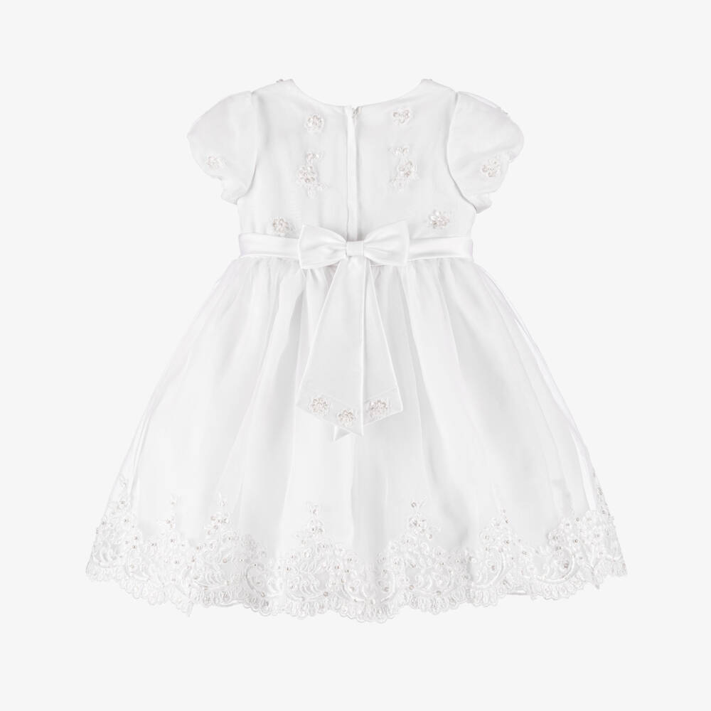 Sarah Louise-Girls White Lace & Pearl Dress | Childrensalon Outlet