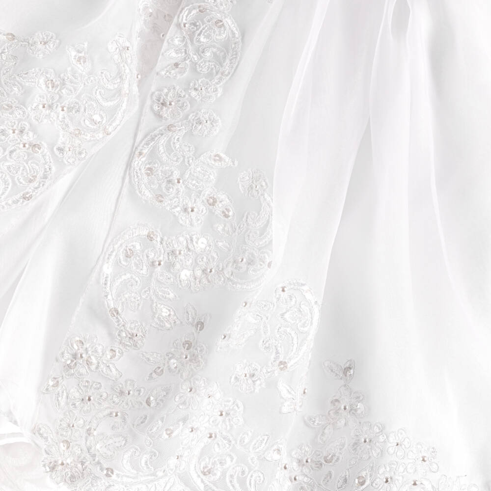 Sarah Louise-Girls White Lace & Pearl Dress | Childrensalon Outlet
