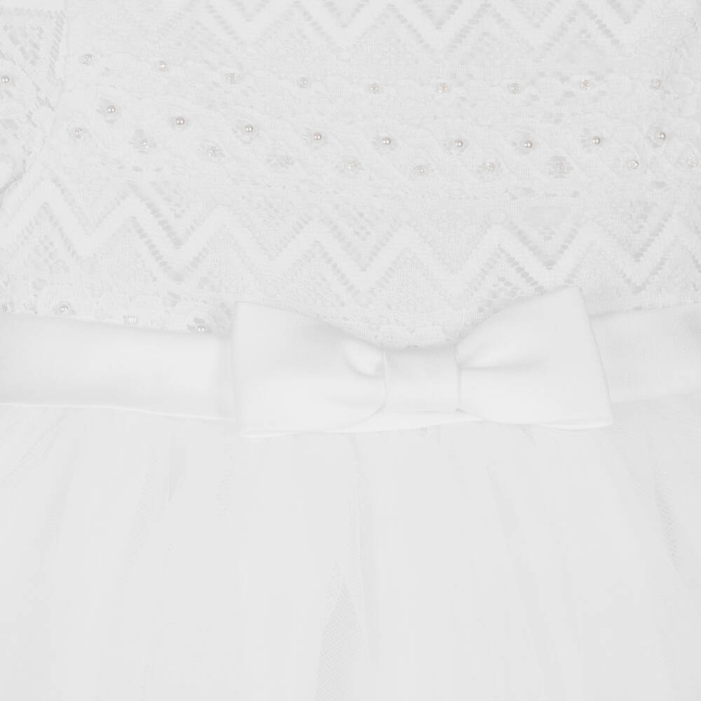 Sarah Louise-Girls White Lace & Tulle Dress | Childrensalon Outlet