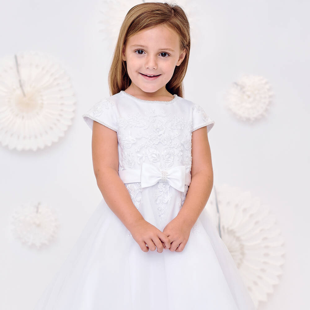 Sarah Louise-فستان تول أبيض أنيق للبنات | Childrensalon Outlet