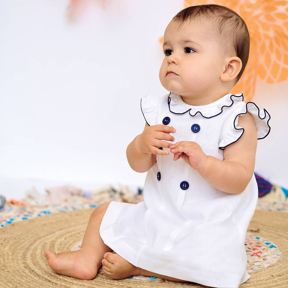 White linen baby dress best sale