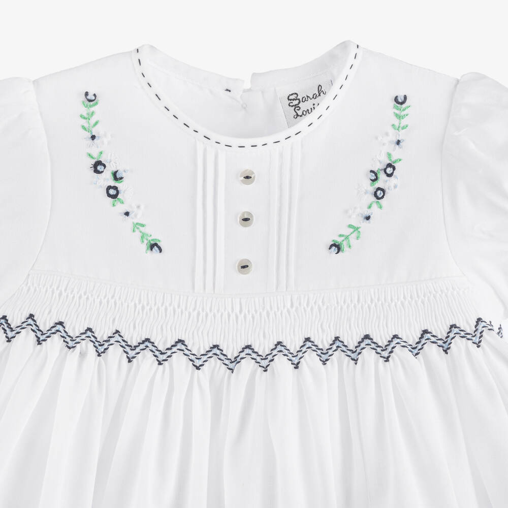 Sarah Louise-Платье белое и синее для девочек | Childrensalon Outlet
