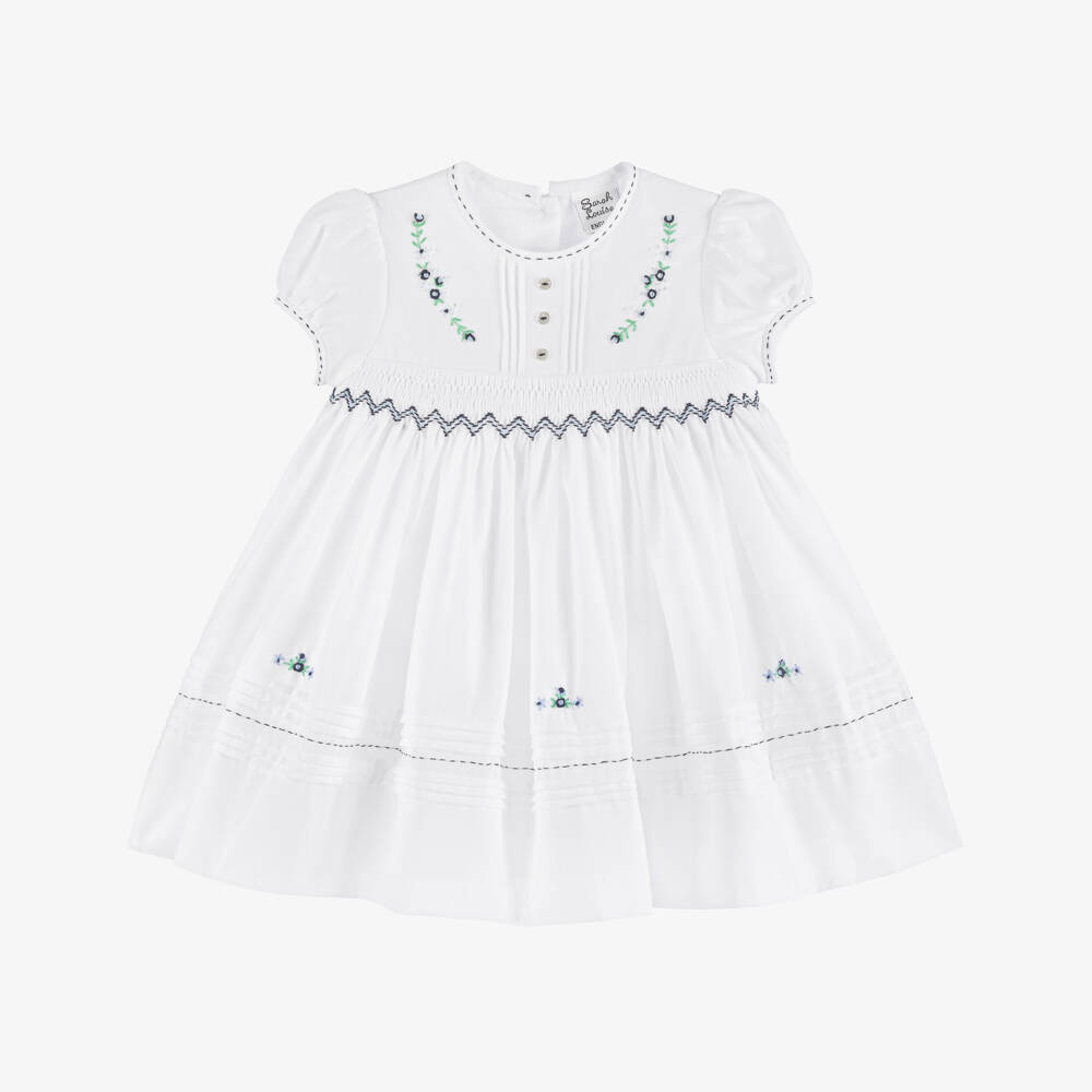 Sarah Louise-Платье белое и синее для девочек | Childrensalon Outlet