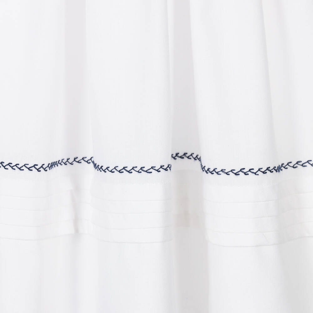 Sarah Louise-Girls White & Navy Blue Smocked Dress | Childrensalon Outlet