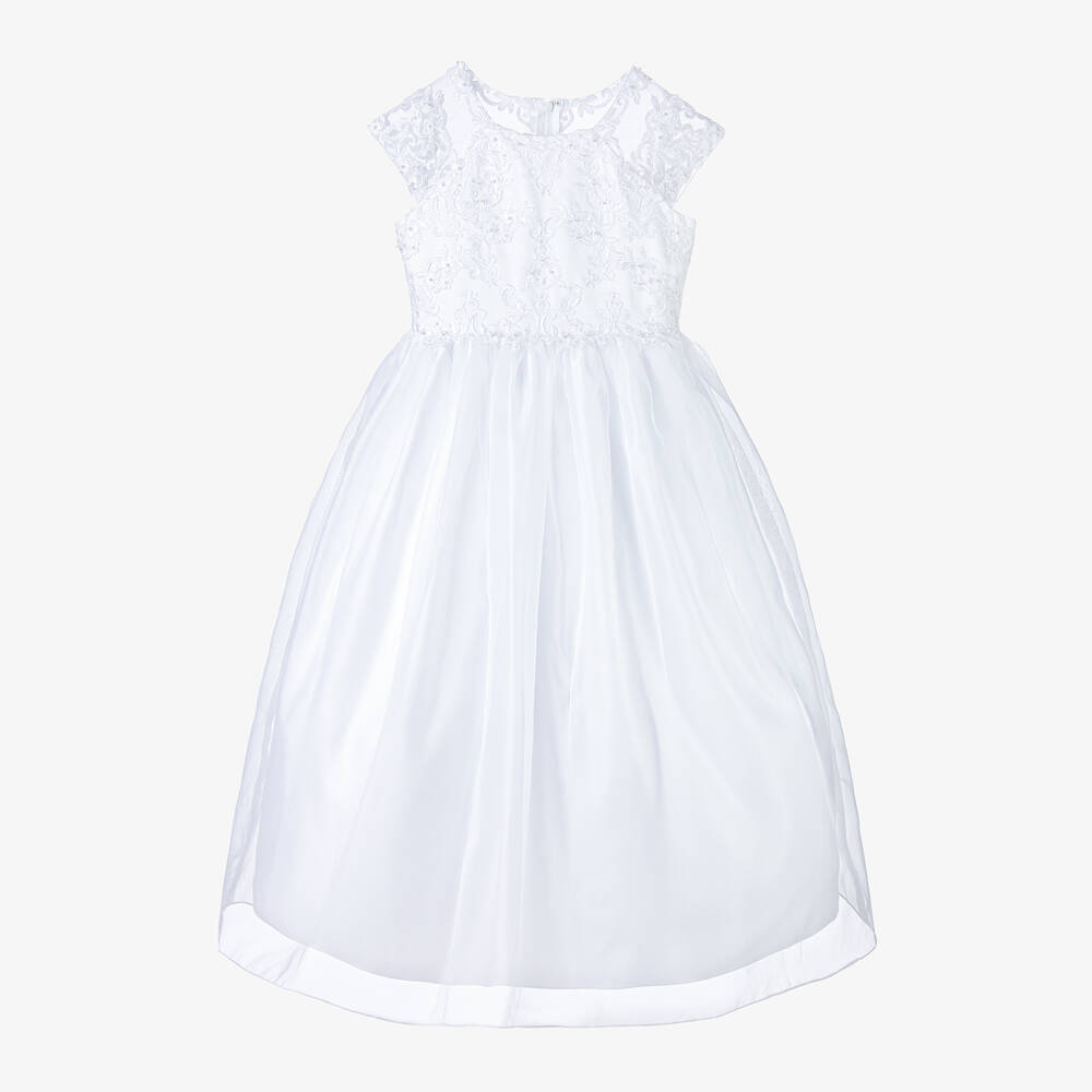 Sarah Louise Girls White Organza Communion Dress Childrensalon