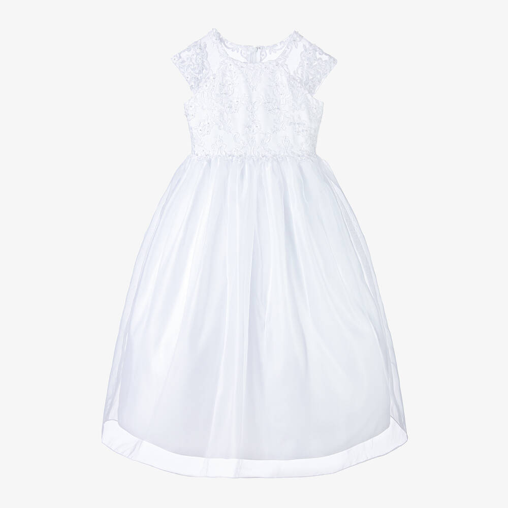 Sarah Louise - Girls White Organza Communion Dress | Childrensalon