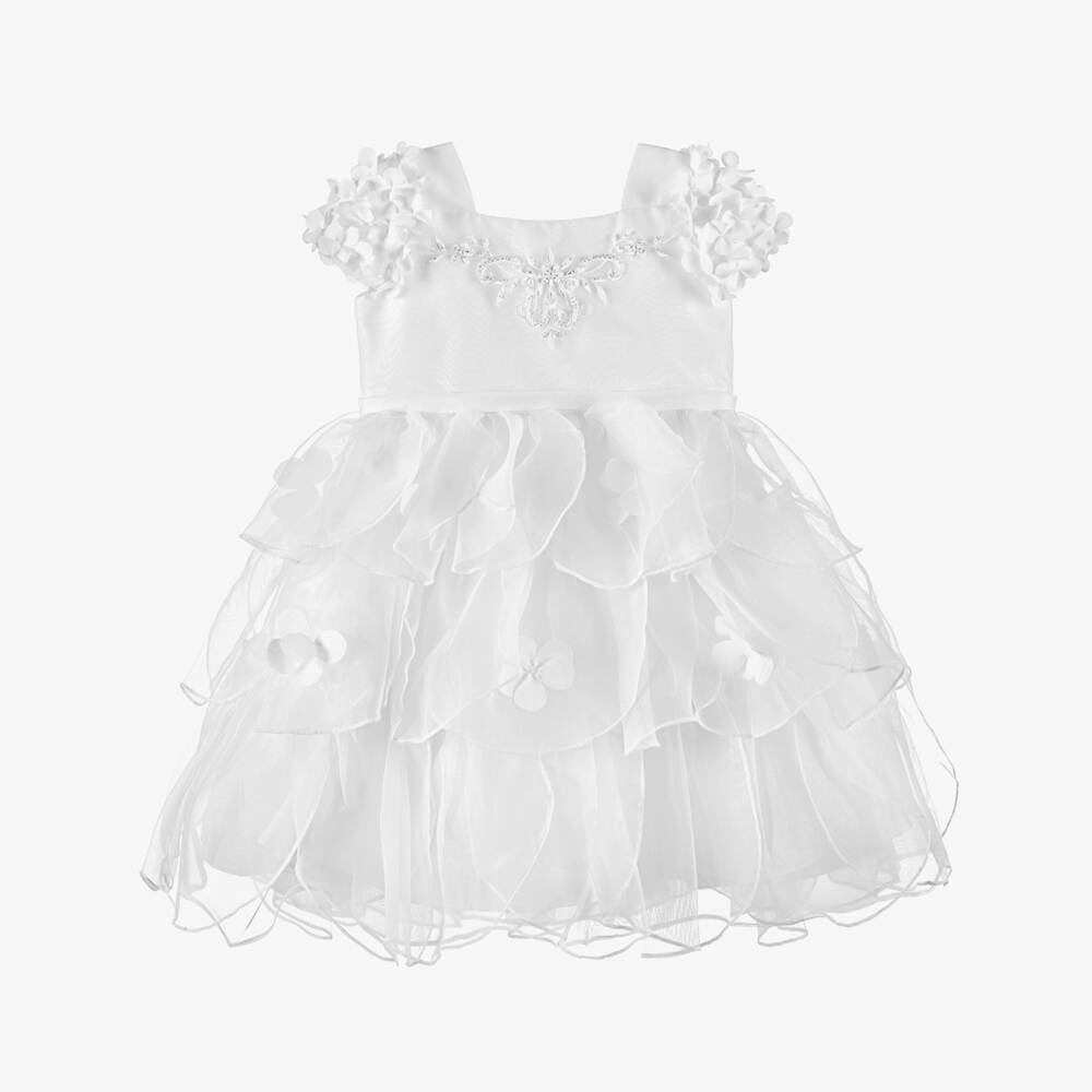Sarah Louise-Girls White Organza Embellished Dress | Childrensalon Outlet