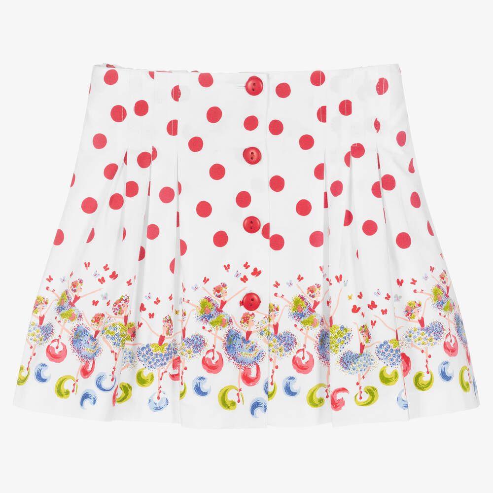 Sarah Louise-Girls White & Red Cotton Skirt | Childrensalon Outlet